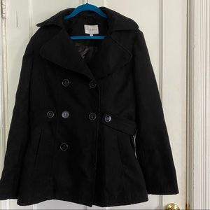 Black Fashion Bug Pea Coat